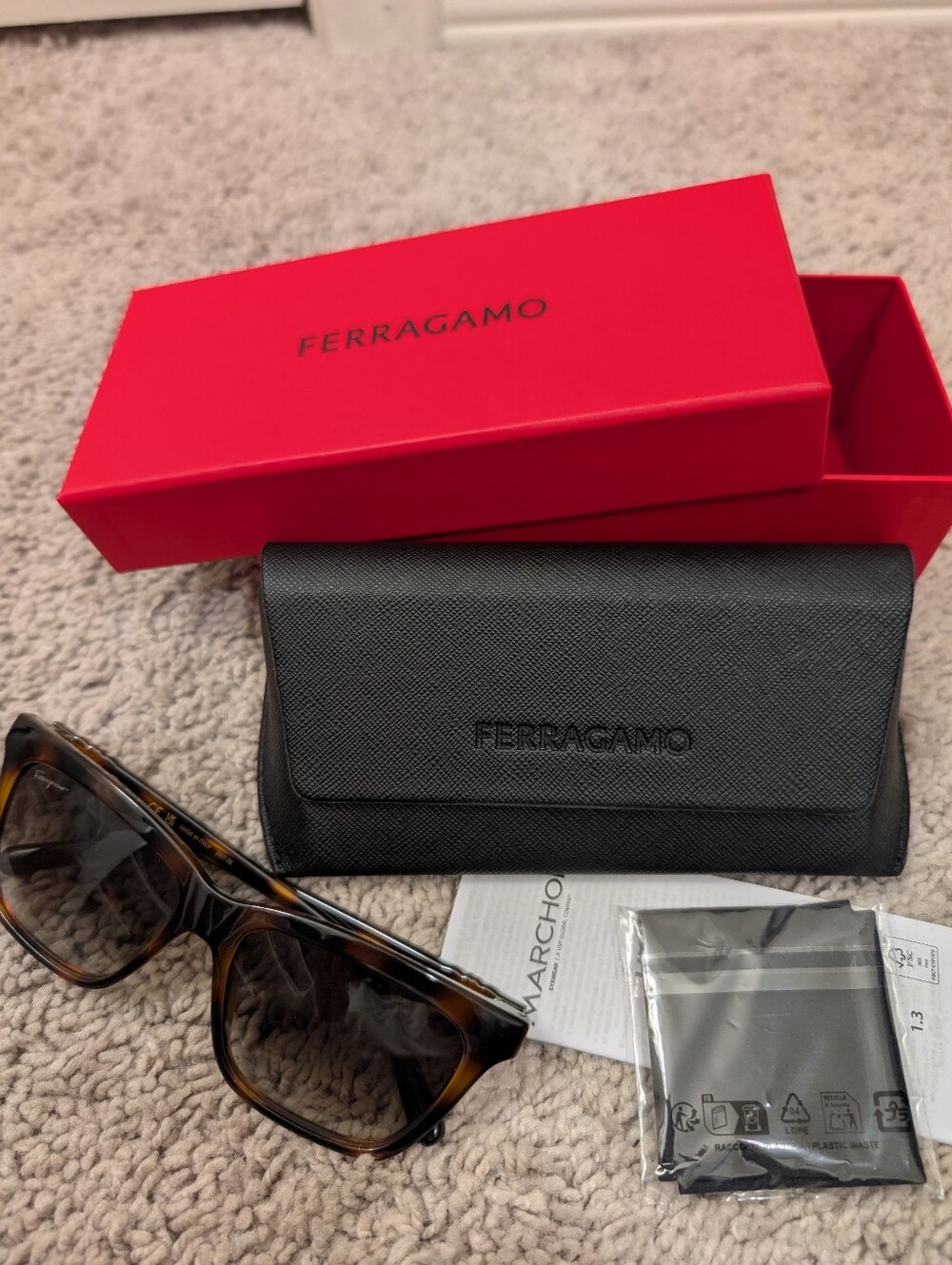 Salvatore Ferragamo SF1027S Tortoiseshell Rectangular Sunglasses